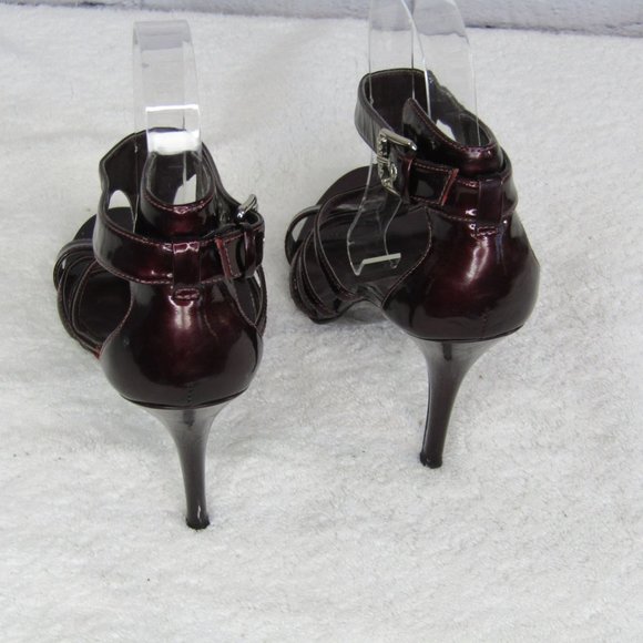 Guess by Marciano Maroon Open Toe Strappy Stiletto Heels Women's 8.5 - Picture 4 of 10